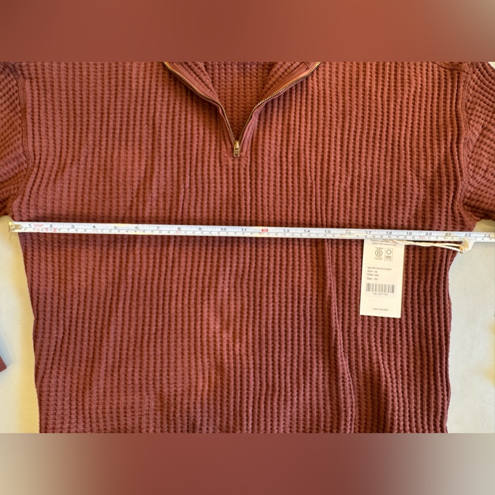 MATE the Label Organic Waffle Half Zip Sweatshirt In Cinnamon - Picture 7 of 10